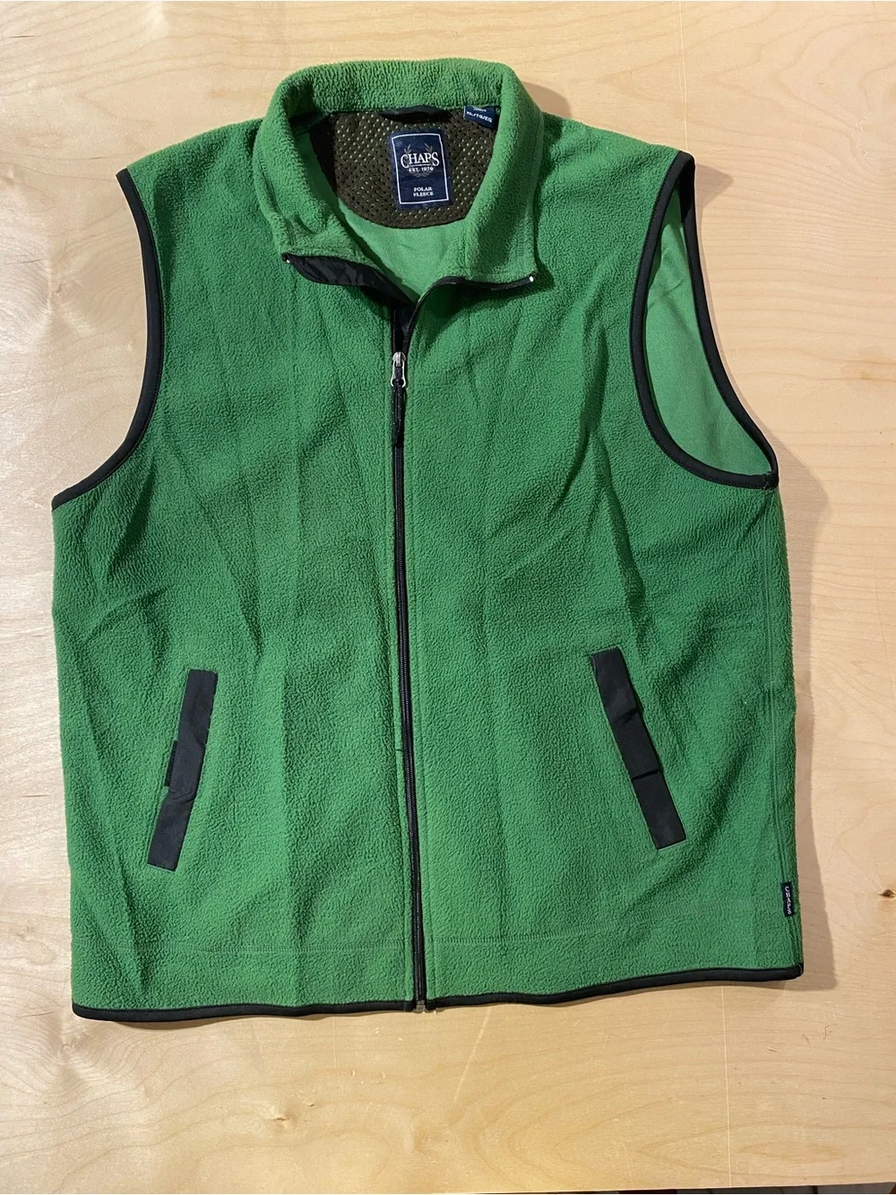 Chaps Men’s Green Polar Fleece Vest - Full-Zip Layering Piece XL (SX)